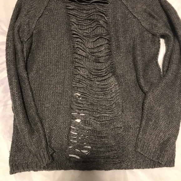 Sparkle & Fade Distressed Grey Sweater size Small - Picture 2 of 4